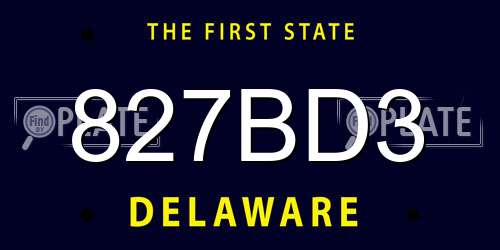 827BD3 Delaware License Plate