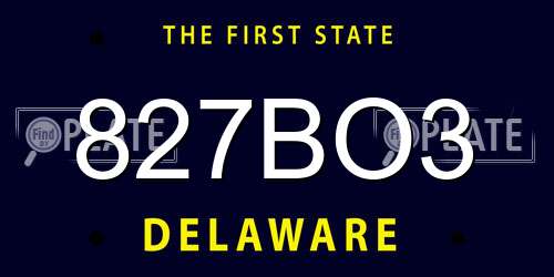 827BO3 Delaware License Plate