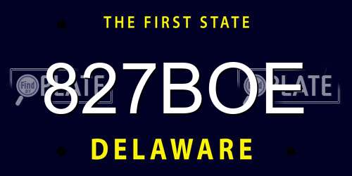 827BOE Delaware License Plate