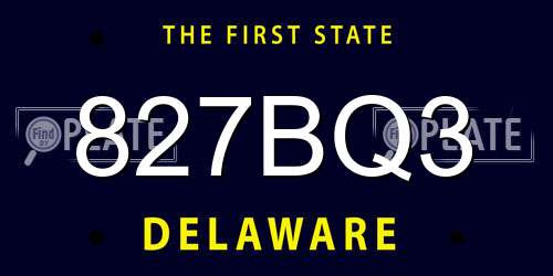 827BQ3 Delaware License Plate