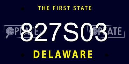 827S03 Delaware License Plate