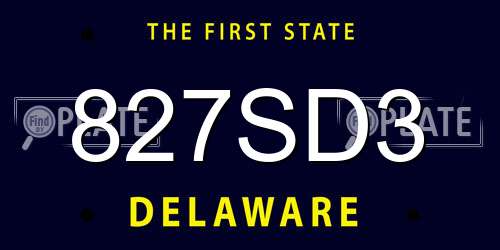 827SD3 Delaware License Plate