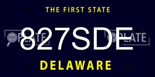 827SDE Delaware License Plate