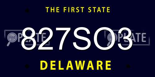 827SO3 Delaware License Plate