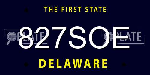 827SOE Delaware License Plate