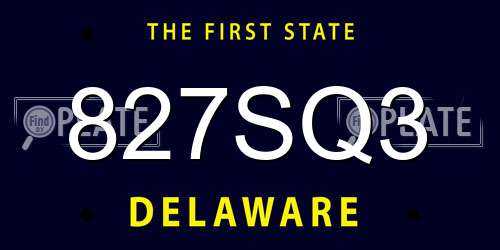 827SQ3 Delaware License Plate