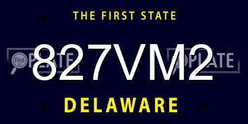 827VM2 Delaware License Plate
