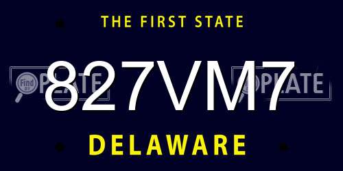 827VM7 Delaware License Plate