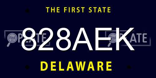 828AEK Delaware License Plate