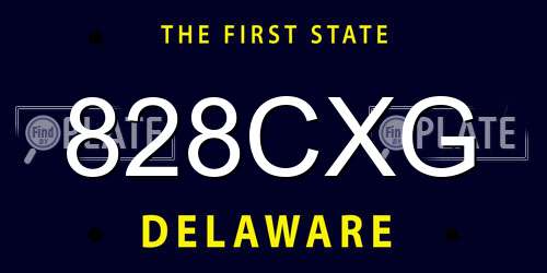 828CXG Delaware License Plate