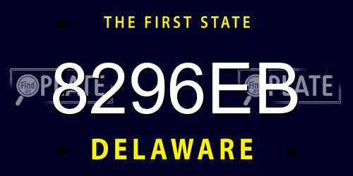 8296EB Delaware License Plate