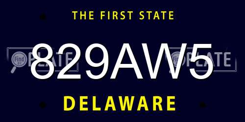 829AW5 Delaware License Plate