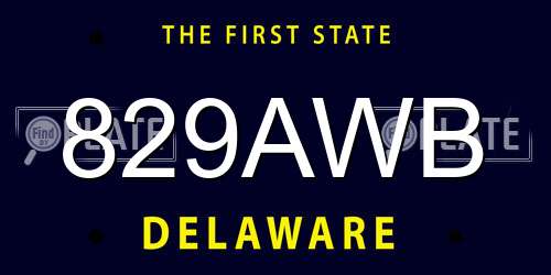 829AWB Delaware License Plate