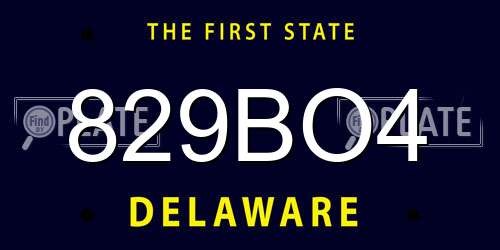 829BO4 Delaware License Plate