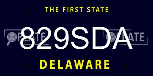 829SDA Delaware License Plate