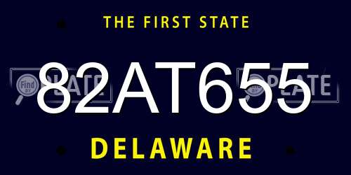 82AT655 Delaware License Plate