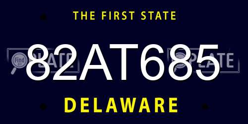 82AT685 Delaware License Plate