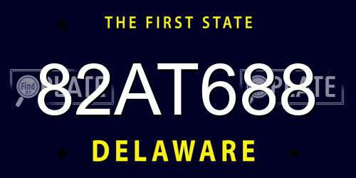82AT688 Delaware License Plate
