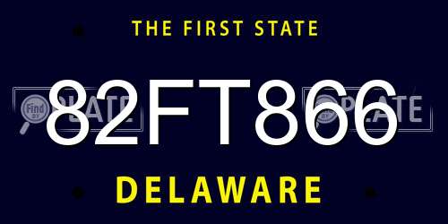 82FT866 Delaware License Plate