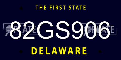 82GS906 Delaware License Plate