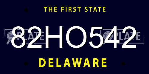82HO542 Delaware License Plate