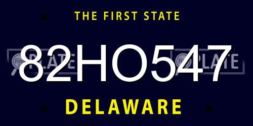 82HO547 Delaware License Plate