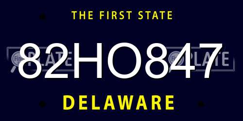 82HO847 Delaware License Plate