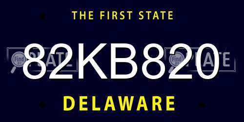 82KB820 Delaware License Plate