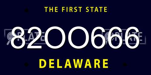 82OO666 Delaware License Plate