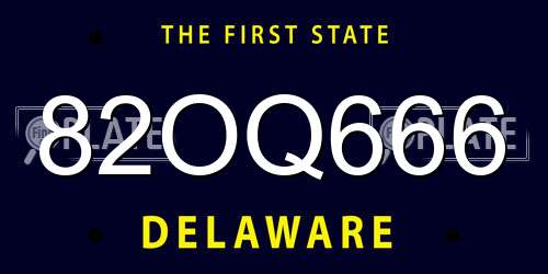 82OQ666 Delaware License Plate