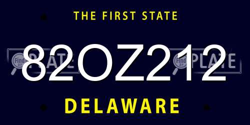 82OZ212 Delaware License Plate