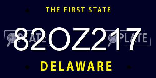 82OZ217 Delaware License Plate