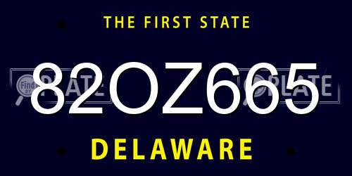82OZ665 Delaware License Plate