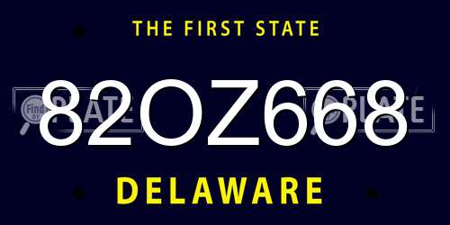 82OZ668 Delaware License Plate