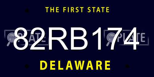 82RB174 Delaware License Plate