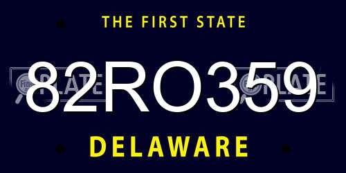 82RO359 Delaware License Plate