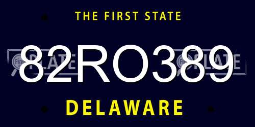 82RO389 Delaware License Plate