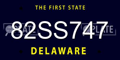 82SS747 Delaware License Plate