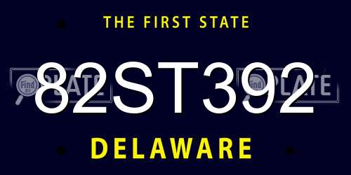 82ST392 Delaware License Plate