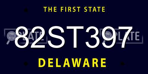 82ST397 Delaware License Plate