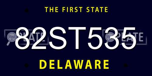 82ST535 Delaware License Plate