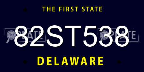 82ST538 Delaware License Plate