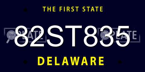 82ST835 Delaware License Plate