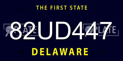 82UD447 Delaware License Plate