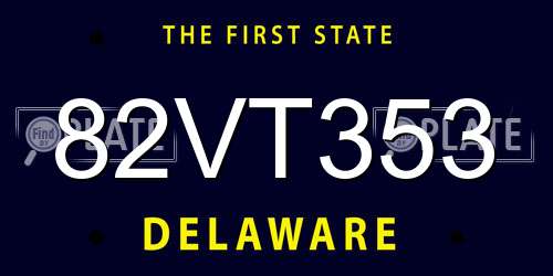 82VT353 Delaware License Plate