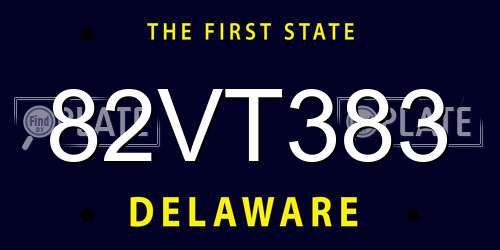 82VT383 Delaware License Plate