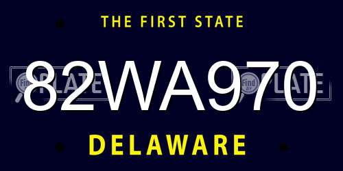 82WA970 Delaware License Plate
