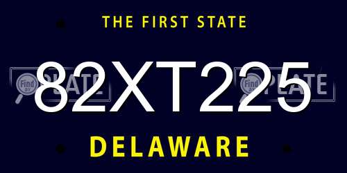 82XT225 Delaware License Plate