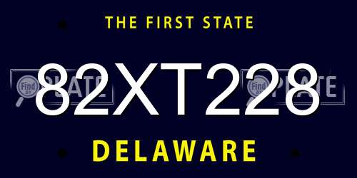 82XT228 Delaware License Plate