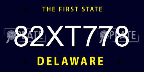 82XT778 Delaware License Plate